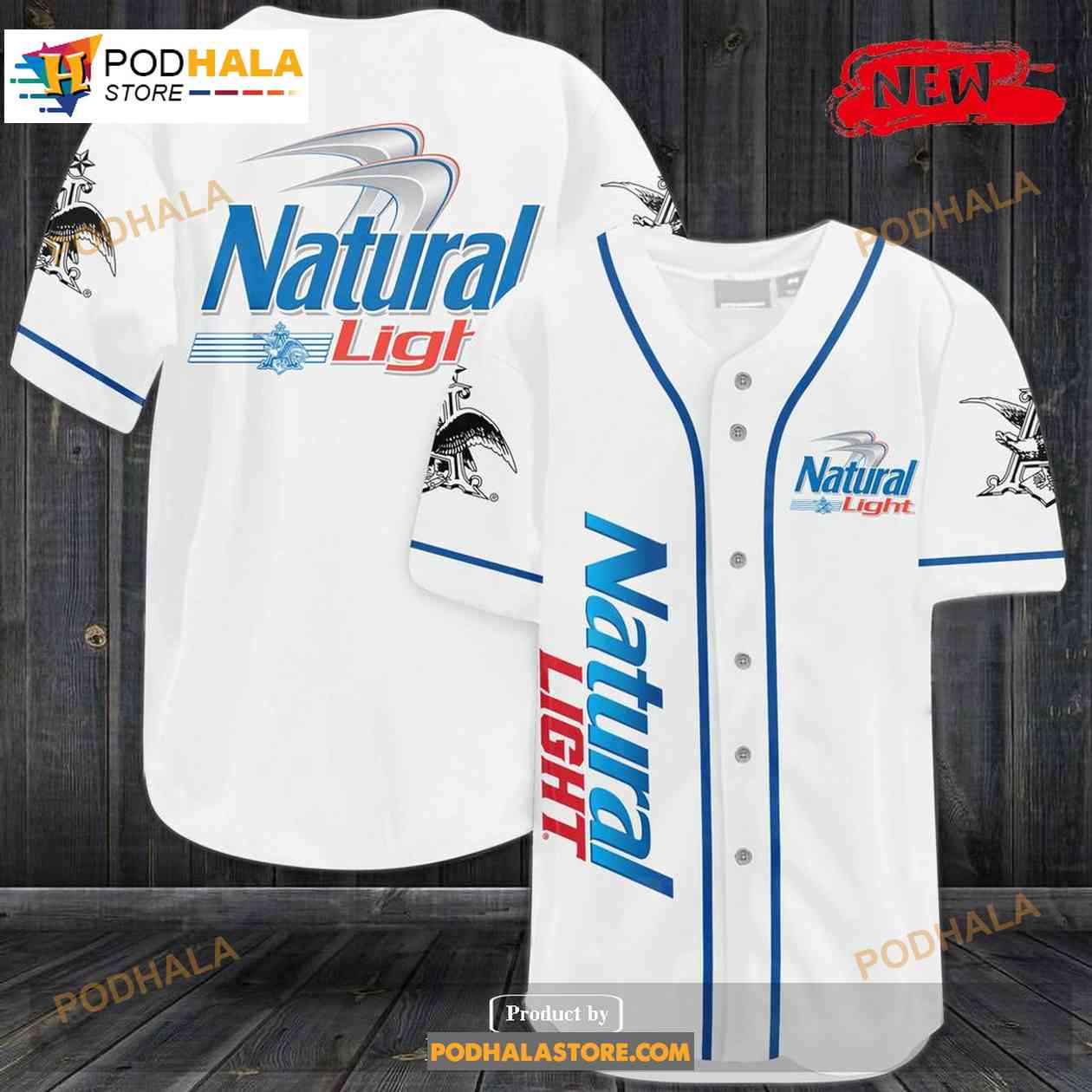 Natural Light Beer White Baseball Jersey Natural Light Beer White Baseball Jersey