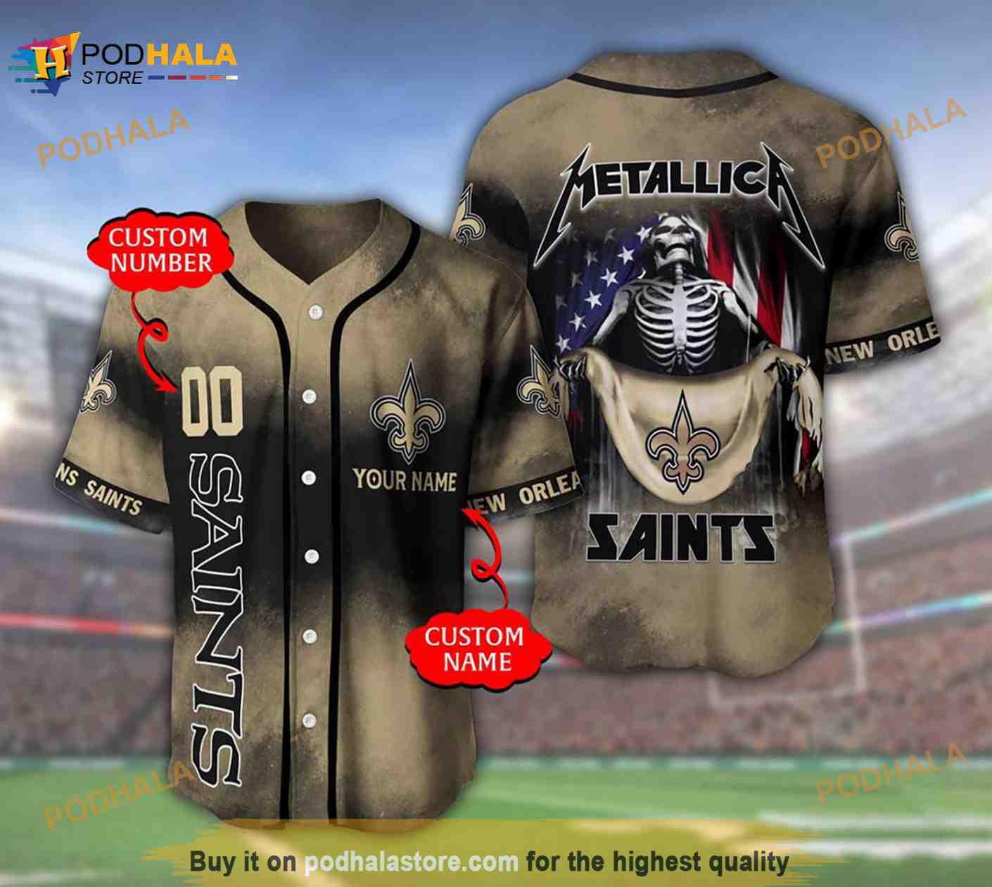 New Orleans Saints Custom Name Number Metallica 3D Baseball Jersey New Orleans Saints Custom Name Number Metallica 3D Baseball Jersey