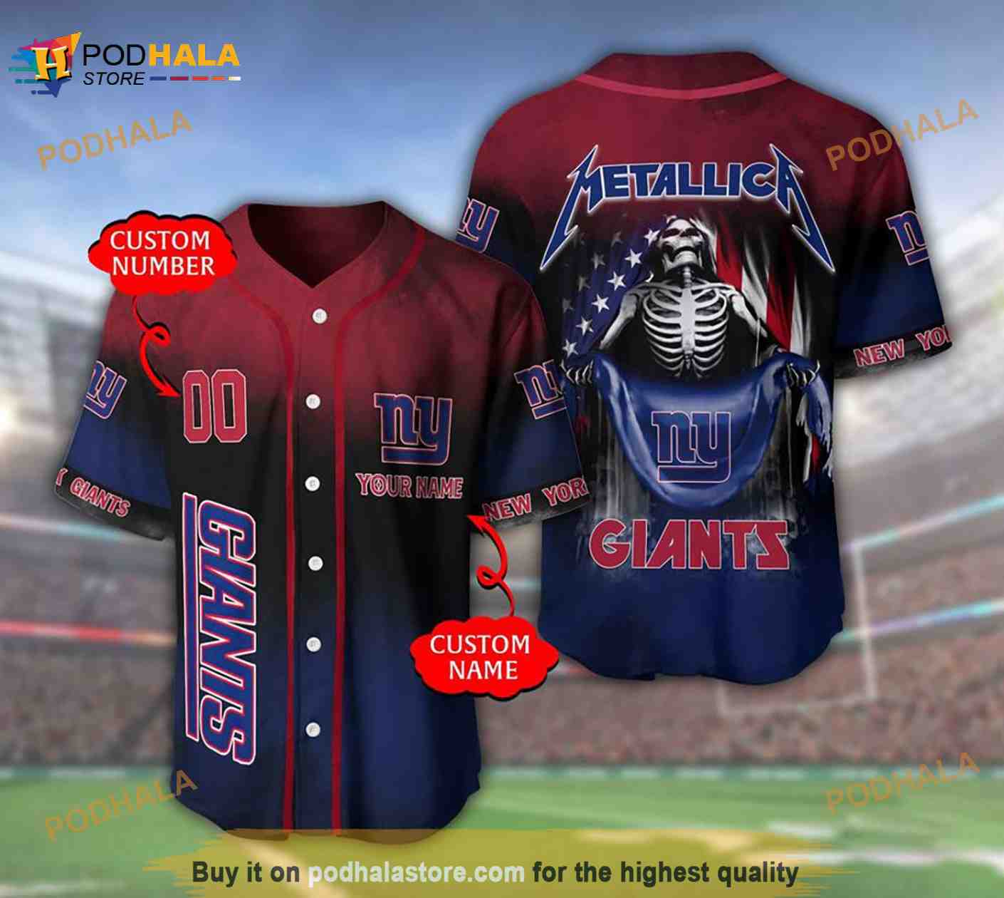 New York Giants Custom Name Number Metallica 3D Baseball Jersey New York Giants Custom Name Number Metallica 3D Baseball Jersey