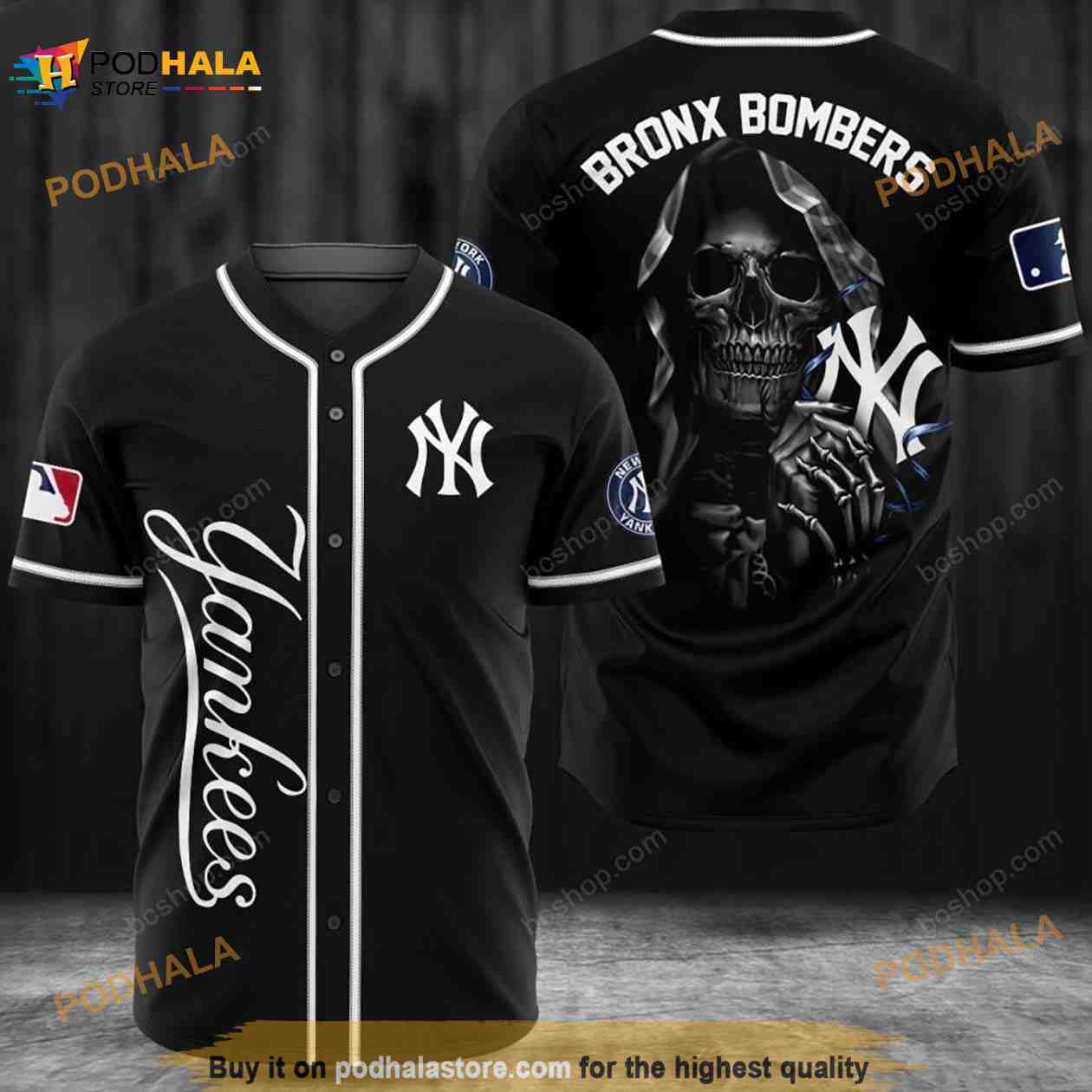 New York Yankees Bronx Bombers Skull 3D Baseball Jersey Shirt New York Yankees Bronx Bombers Skull 3D Baseball Jersey Shirt