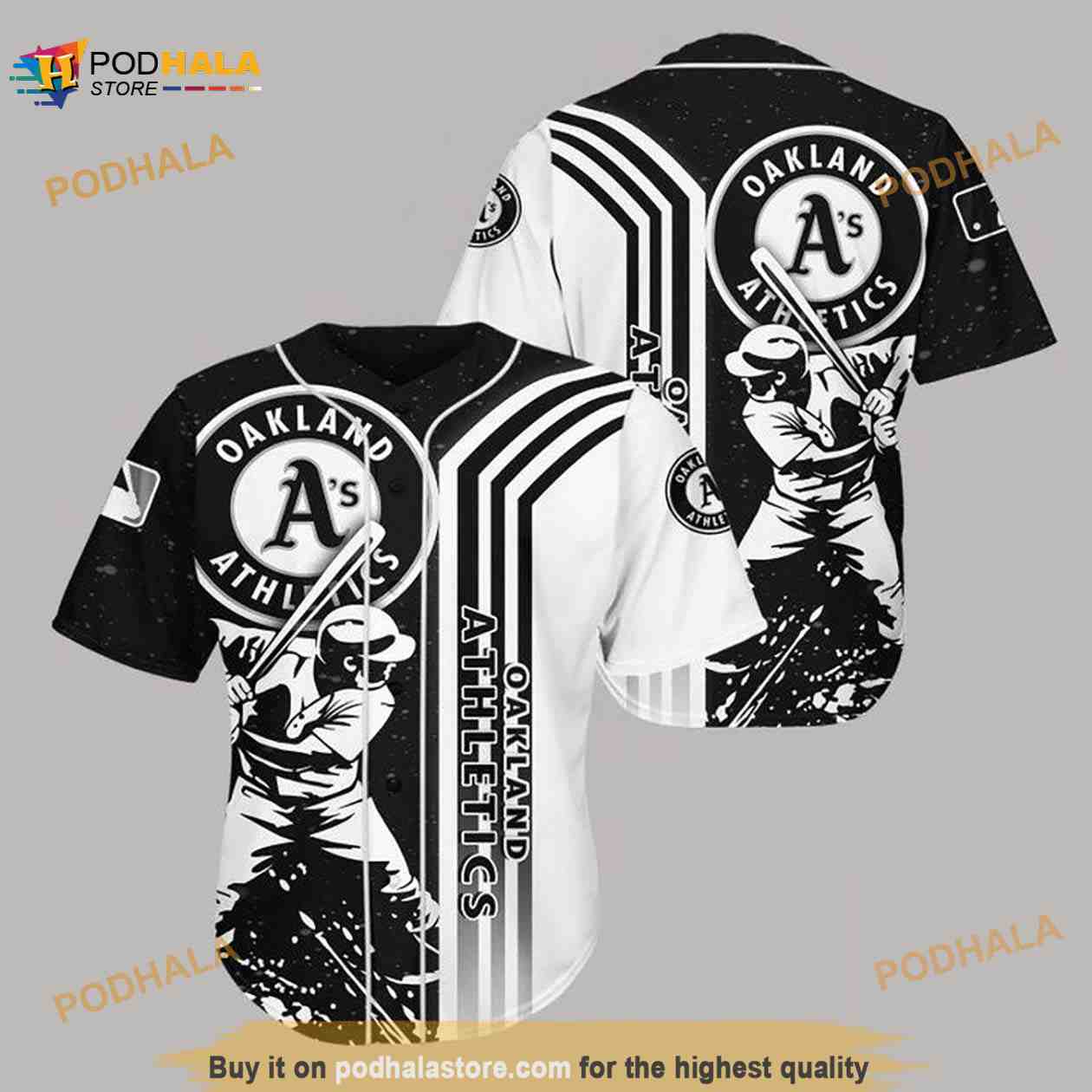 Oakland Athletics Black N White 3D Baseball Jersey Shirt Oakland Athletics Black N White 3D Baseball Jersey Shirt