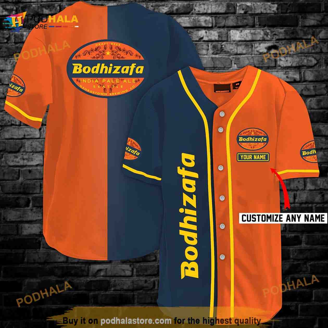 Orange And Navi Split Bodhizafa Beer 3D Baseball Jersey Orange And Navi Split Bodhizafa Beer 3D Baseball Jersey