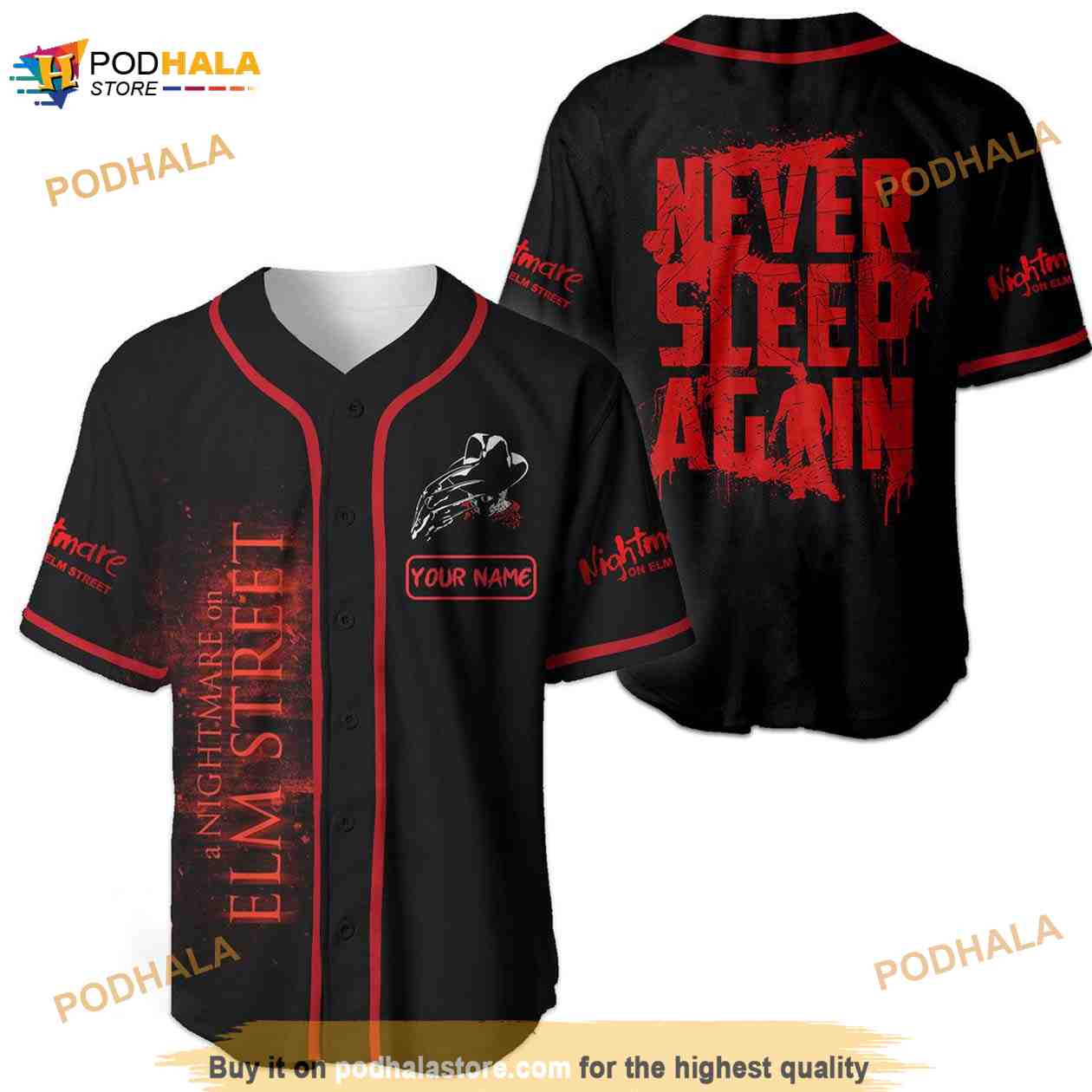 Peronalized Freddy Krueger Never Sleep Again 3D Baseball Jersey Peronalized Freddy Krueger Never Sleep Again 3D Baseball Jersey