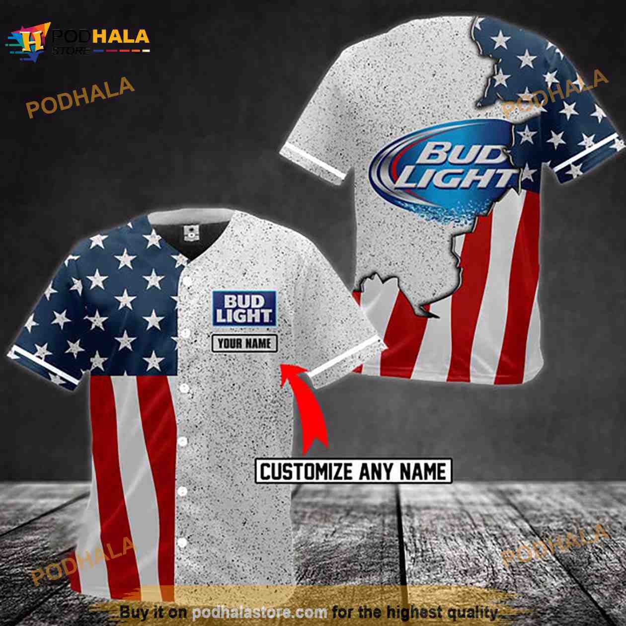 Personalized American Flag Bud Light 3D Baseball Jersey Personalized American Flag Bud Light 3D Baseball Jersey