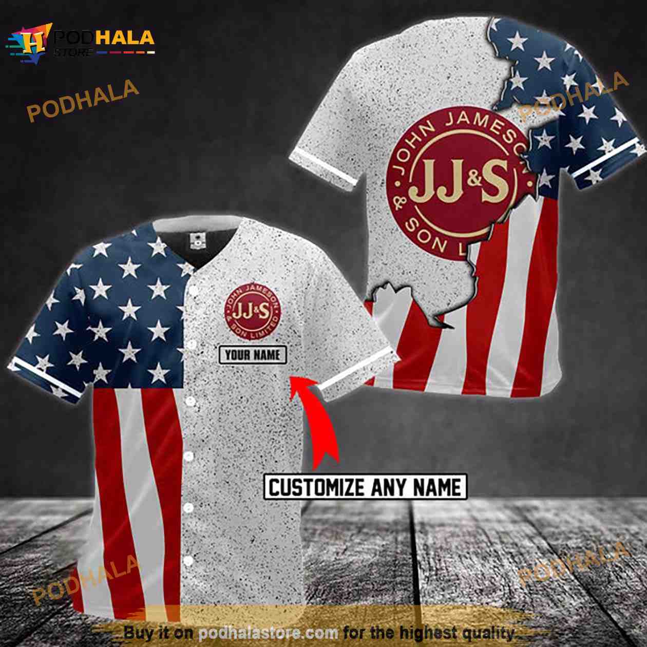 Personalized American Flag Jameson Whiskey 3D Baseball Jersey Personalized American Flag Jameson Whiskey 3D Baseball Jersey