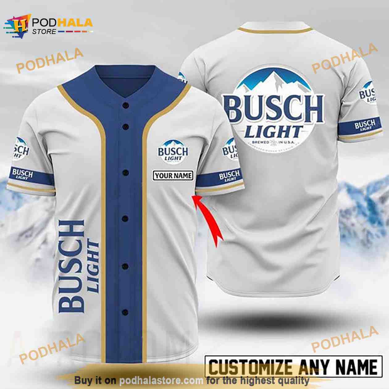 Personalized Basic Busch Light 3D Baseball Jersey Personalized Basic Busch Light 3D Baseball Jersey