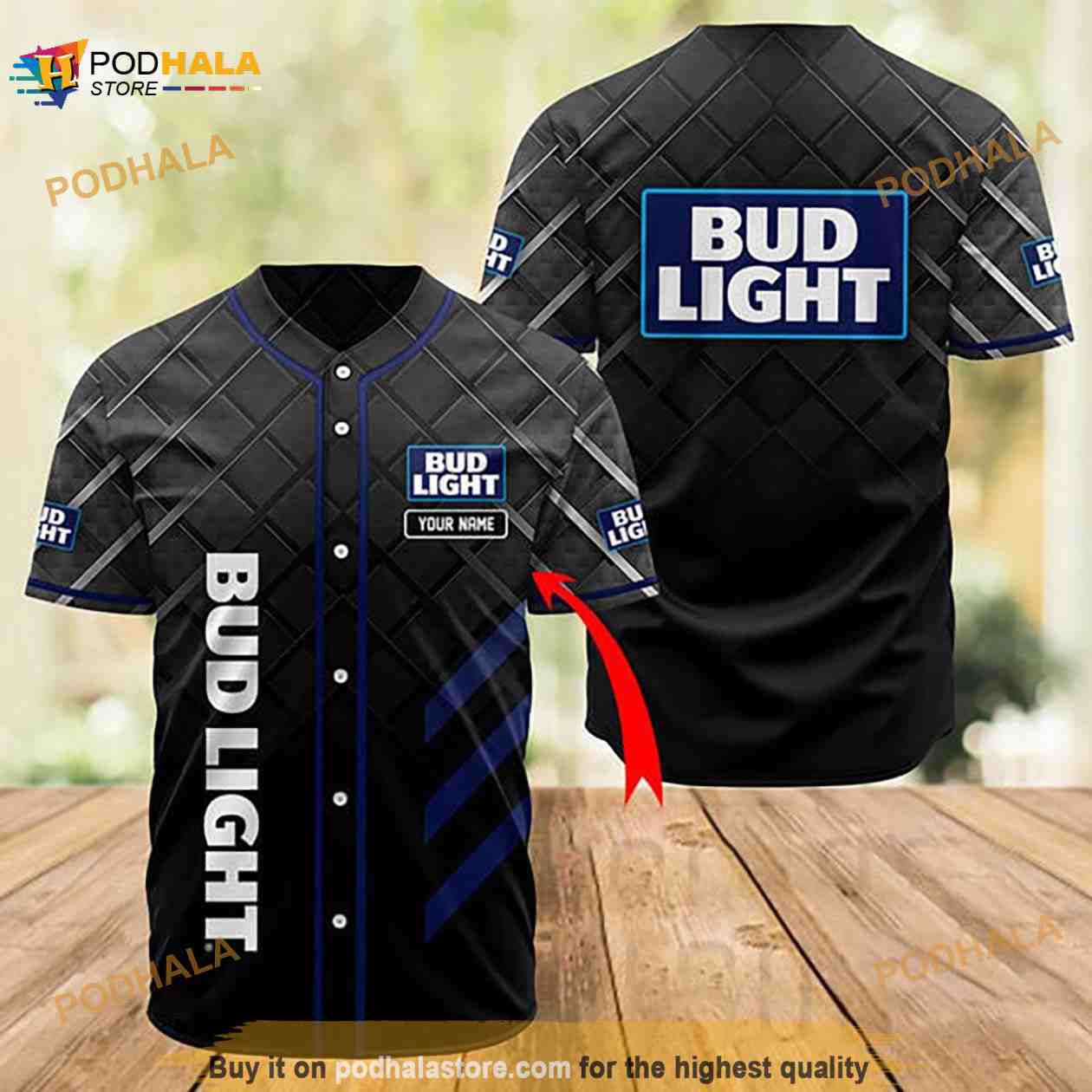 Personalized Black Bud Light 3D Baseball Jersey Personalized Black Bud Light 3D Baseball Jersey