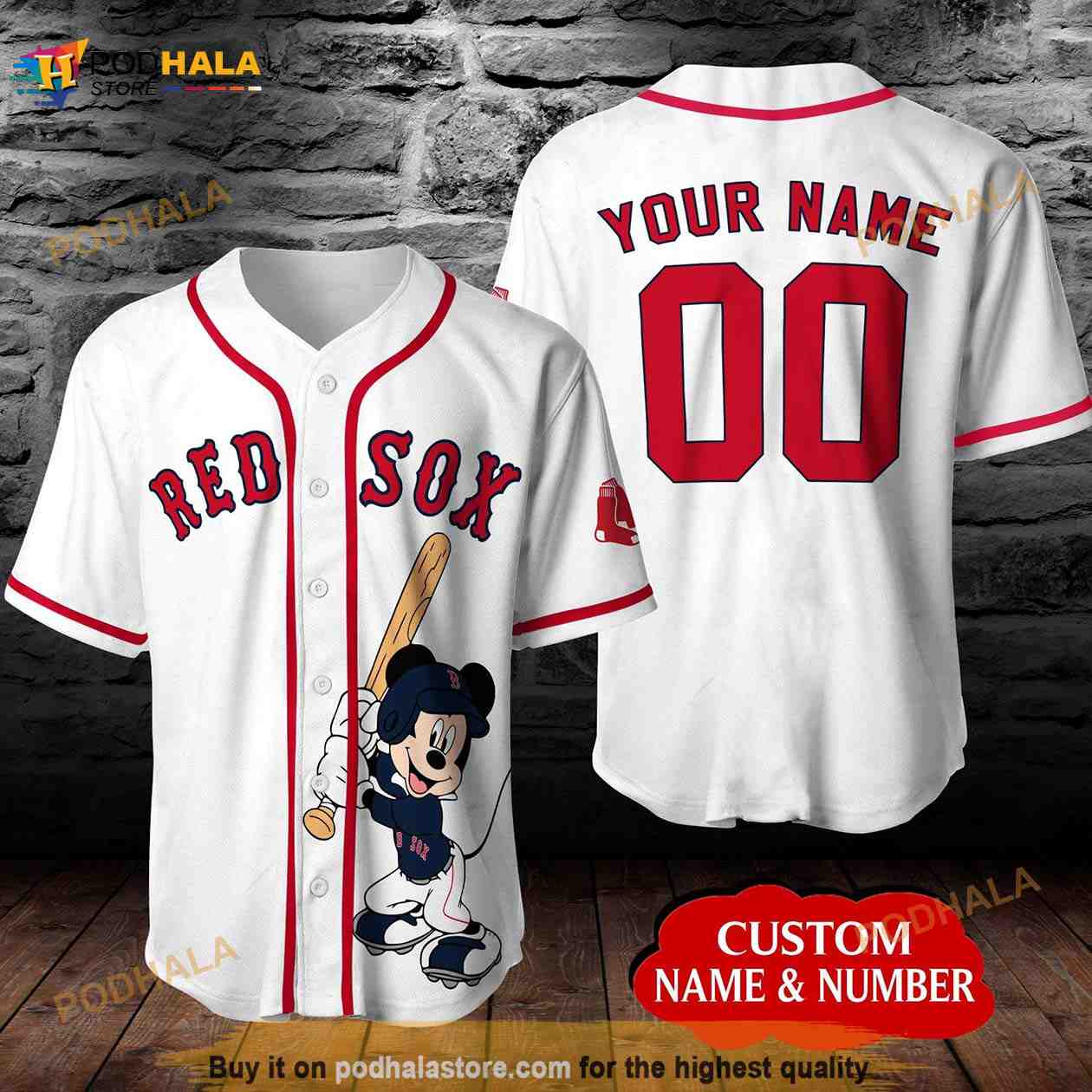 Personalized Boston Red Sox Mickey Mouse Disney Unisex 3D Baseball Jersey Personalized Boston Red Sox Mickey Mouse Disney Unisex 3D Baseball Jersey