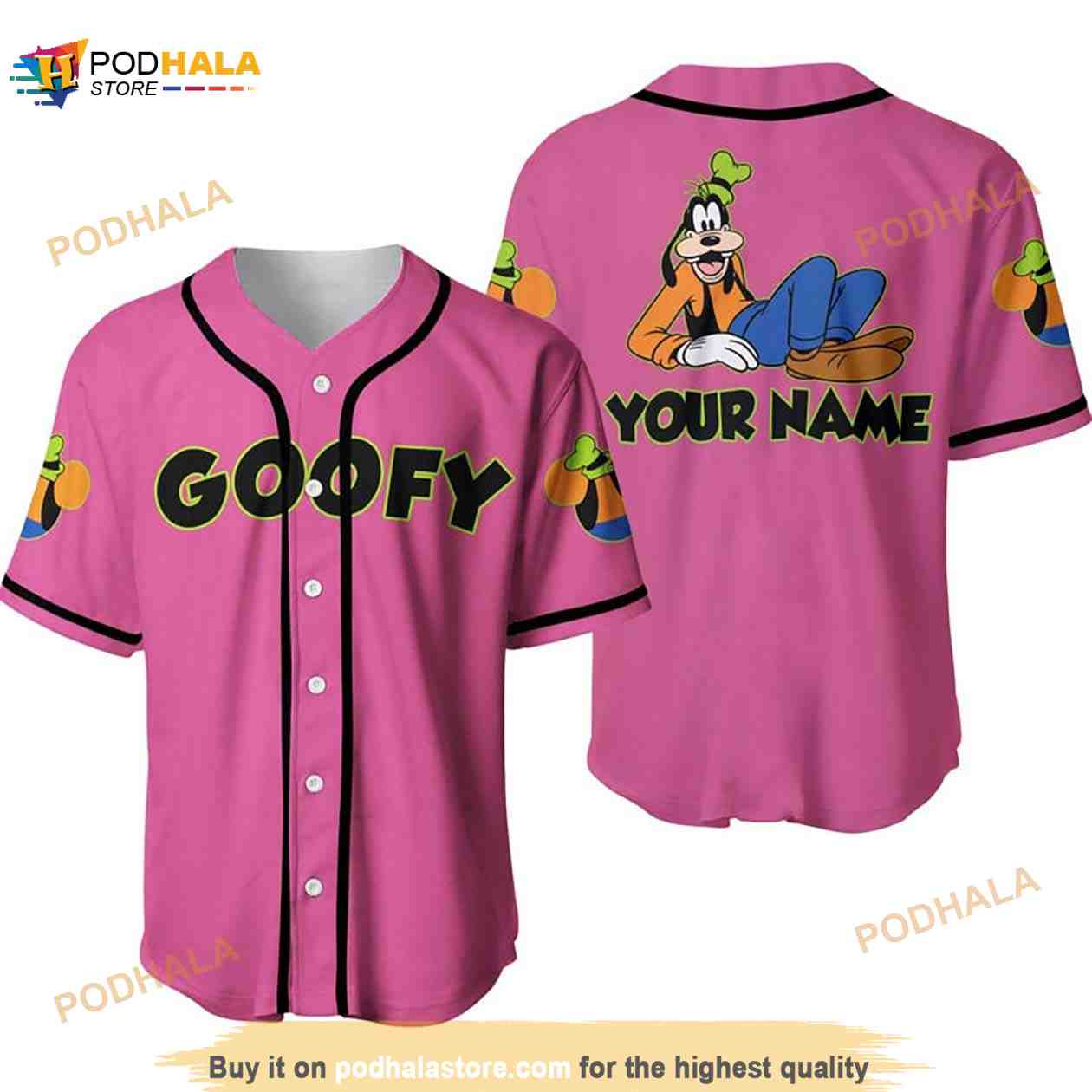 Personalized Chilling Goofy Dog Disney 3D Baseball Jersey – Pink Personalized Chilling Goofy Dog Disney 3D Baseball Jersey – Pink