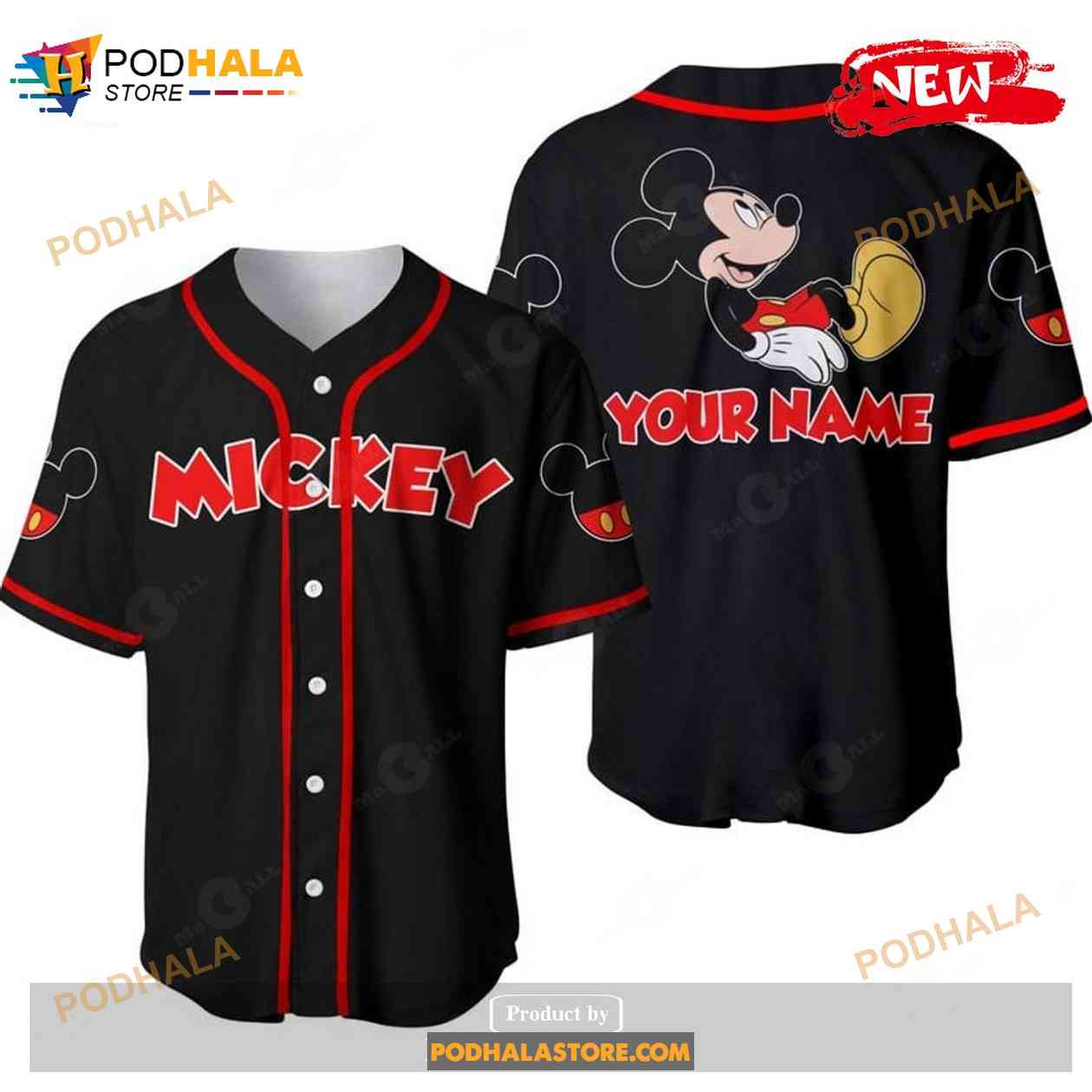 Personalized Chilling Mickey Mouse Disney All Over Print Black Baseball Jersey Personalized Chilling Mickey Mouse Disney All Over Print Black Baseball Jersey