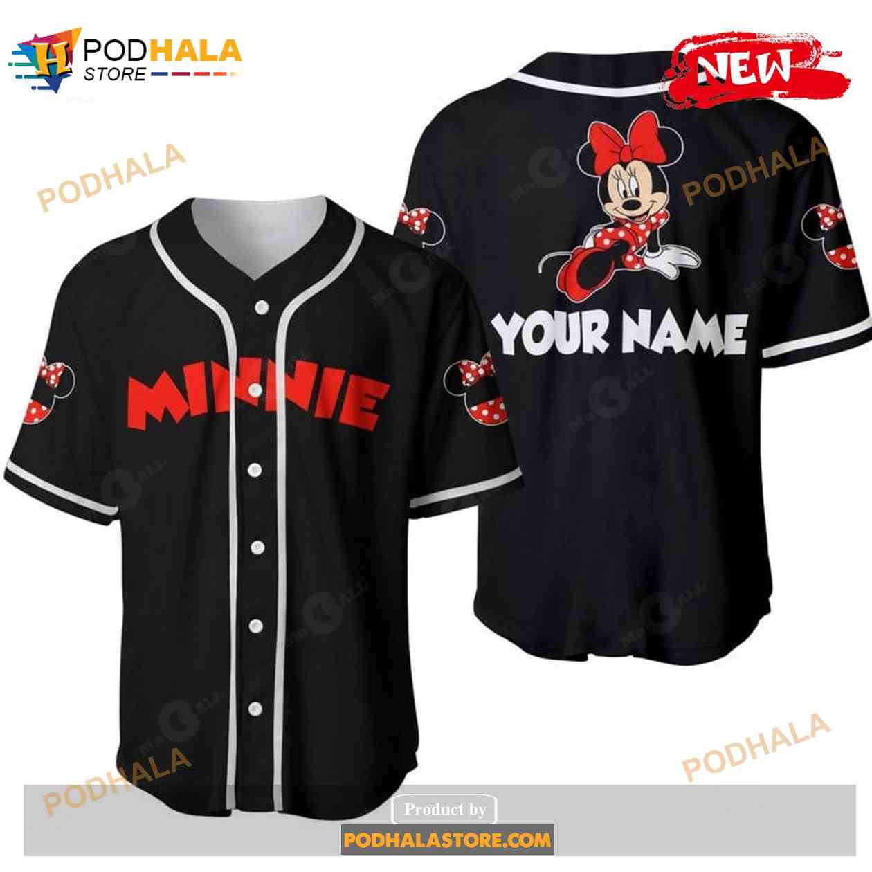 Personalized Chilling Red Minnie Mouse Disney All Over Print Black Baseball Jersey Personalized Chilling Red Minnie Mouse Disney All Over Print Black Baseball Jersey
