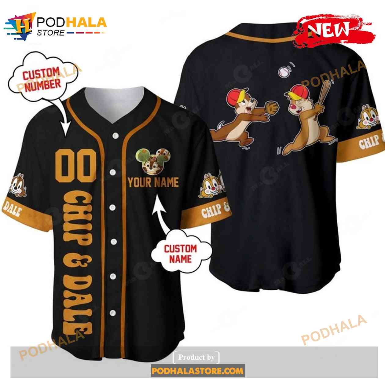 Personalized Chipmunks Chip Dale Disney Playing Baseball All Over Print Black Baseball Jersey Personalized Chipmunks Chip Dale Disney Playing Baseball All Over Print Black Baseball Jersey