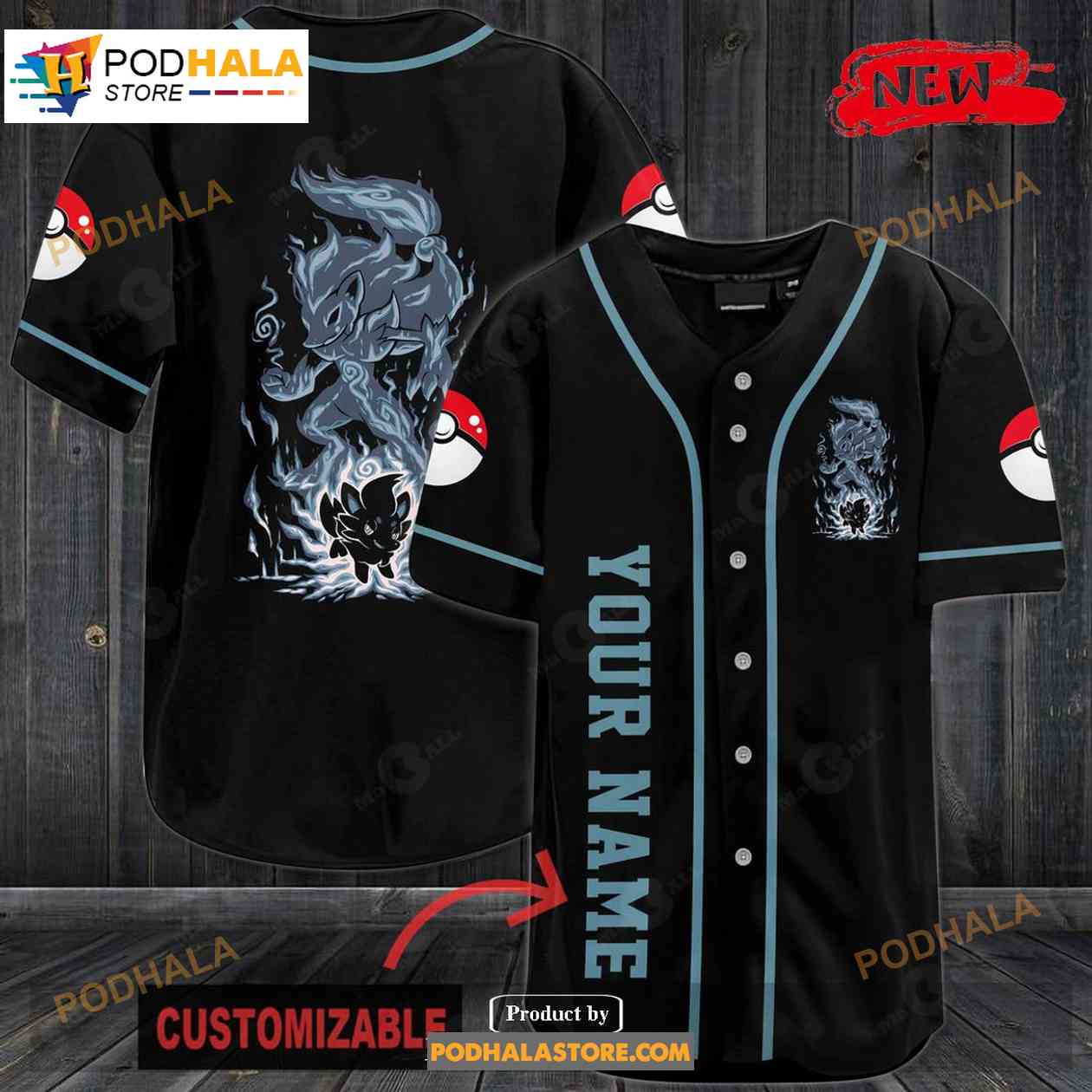 Personalized Delphox Pokemon Black Baseball Jersey Personalized Delphox Pokemon Black Baseball Jersey
