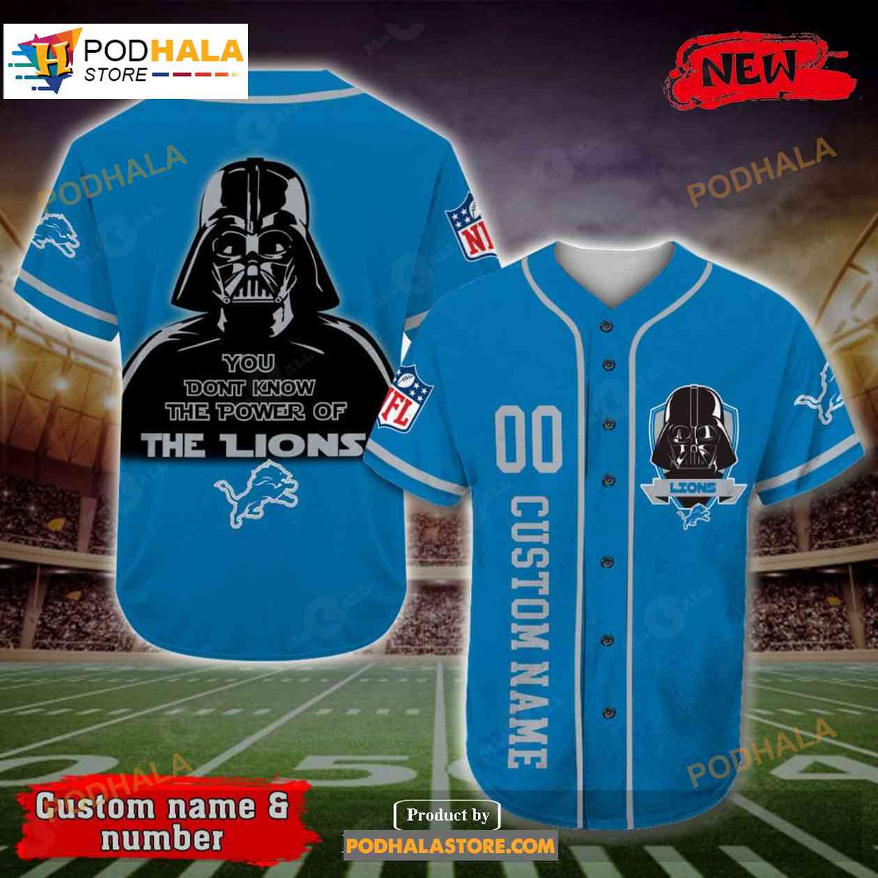 Personalized Detroit Lions Darth Vader Star Wars All Over Print 3d Baseball Jersey Personalized Detroit Lions Darth Vader Star Wars All Over Print 3d Baseball Jersey
