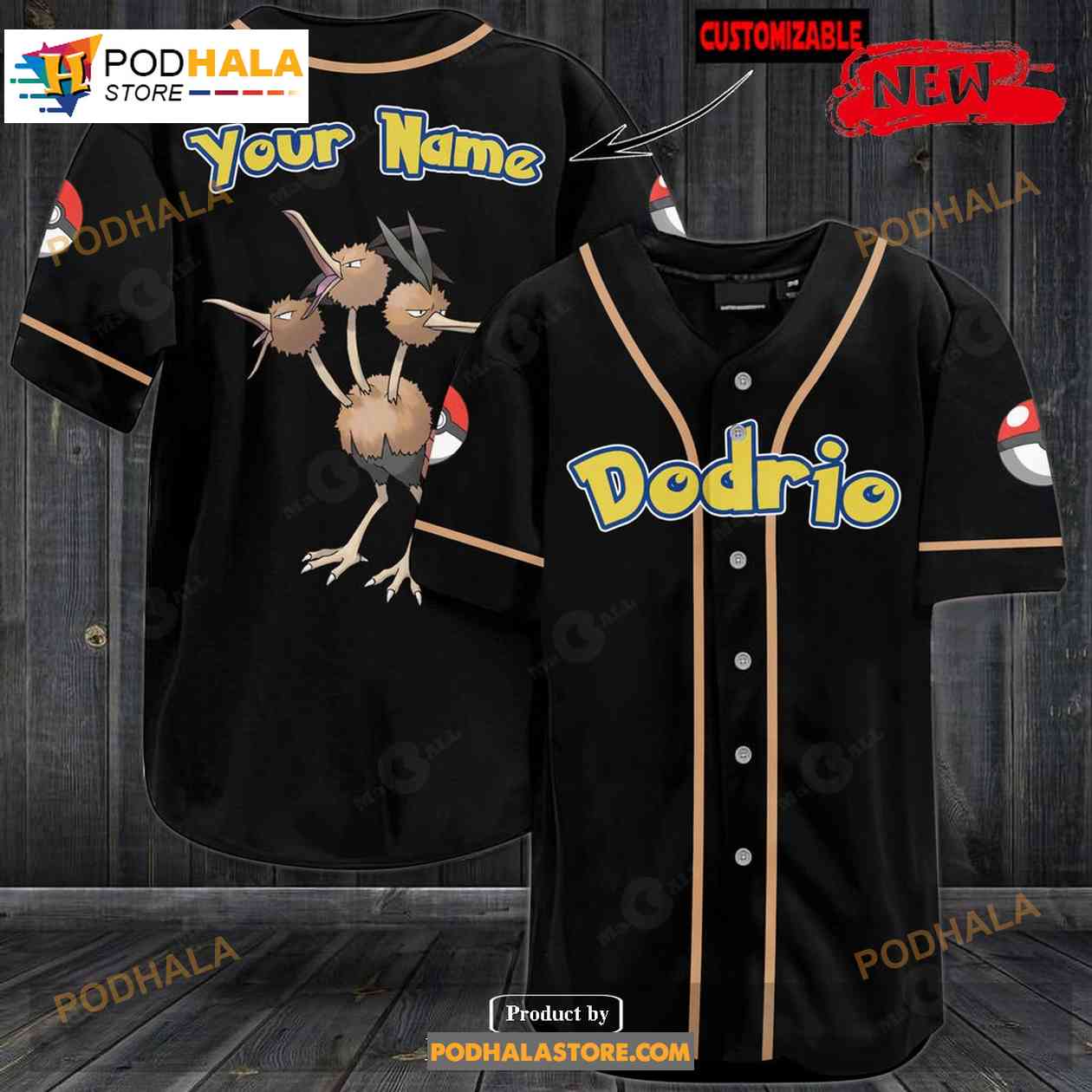Personalized Dodrio Black Baseball Jersey Personalized Dodrio Black Baseball Jersey