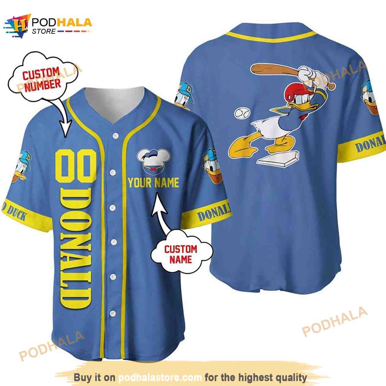 Personalized Donald Duck Disney Playing Baseball 3D Baseball Jersey Personalized Donald Duck Disney Playing Baseball 3D Baseball Jersey