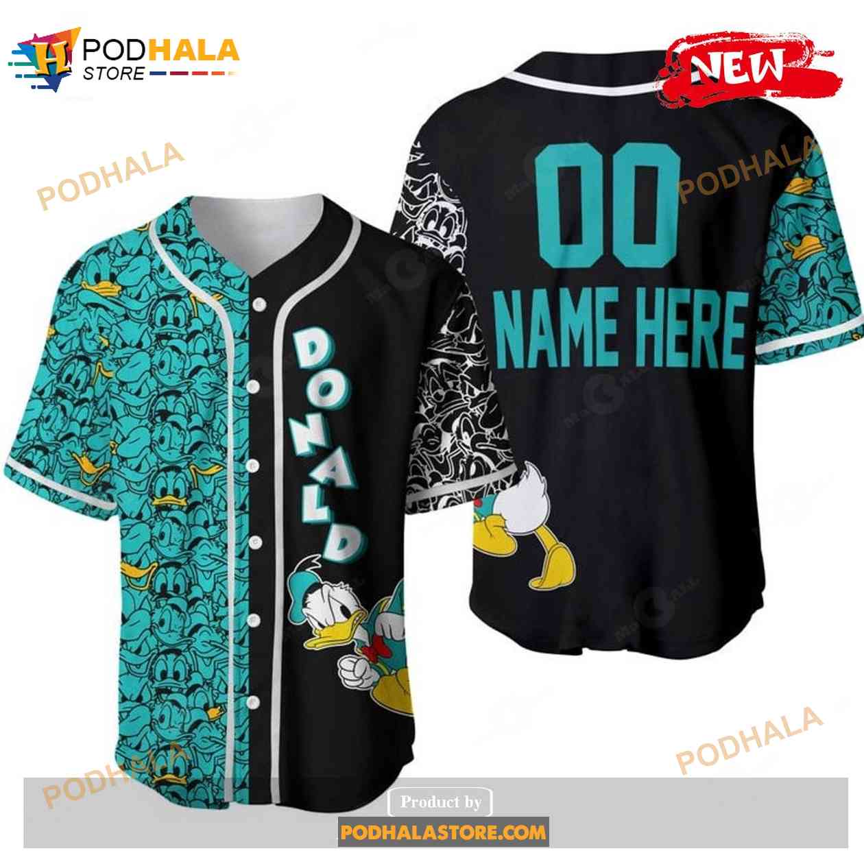 Personalized Donald Duck Pattern All Over Print Mix Color Baseball Jersey Personalized Donald Duck Pattern All Over Print Mix Color Baseball Jersey