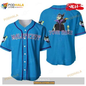 Personalized Evil Queen Maleficent Disney All Over Print Blue Baseball Jersey