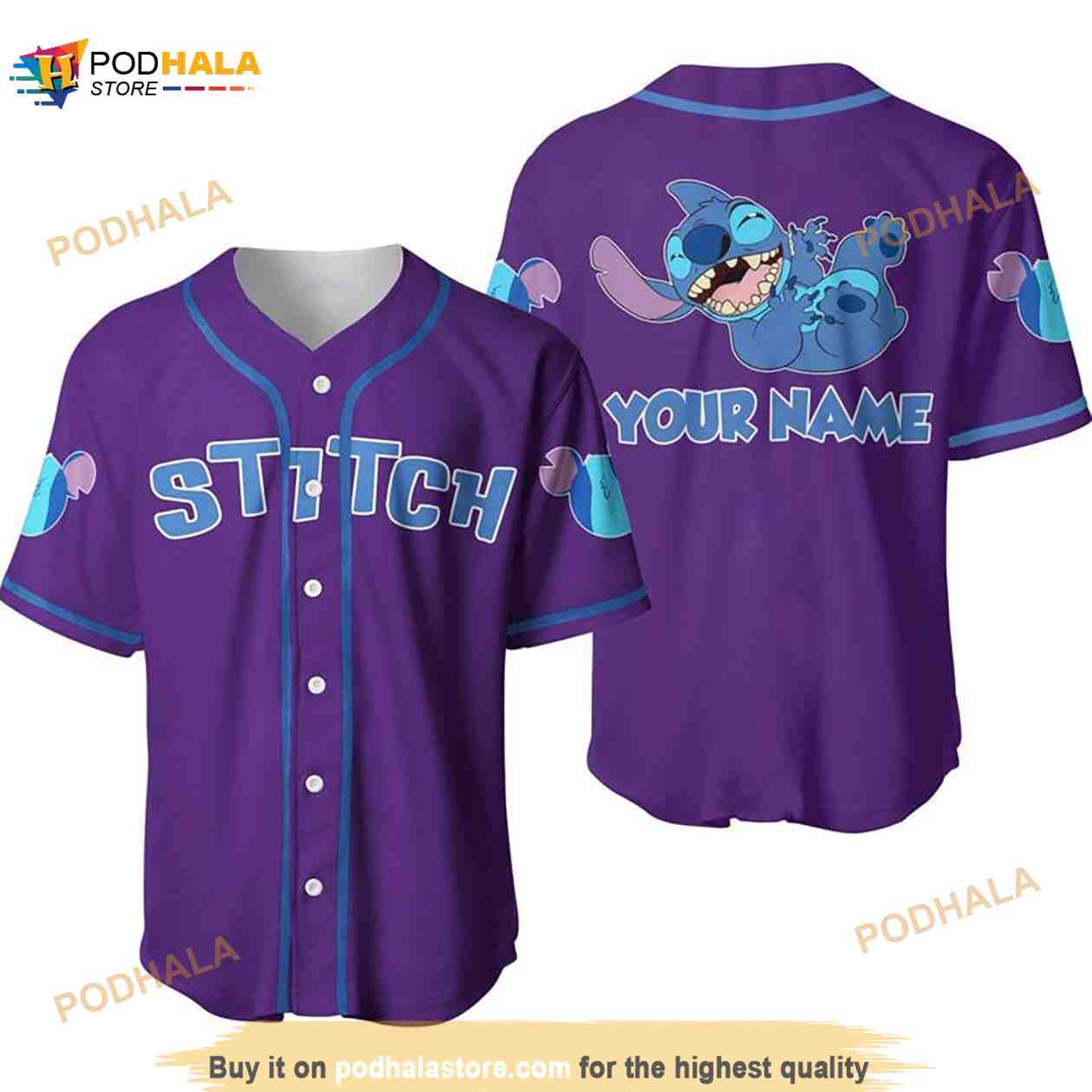 Personalized Happy Stitch Disney All Over Print 3D Baseball Jersey Purple Personalized Happy Stitch Disney All Over Print 3D Baseball Jersey Purple