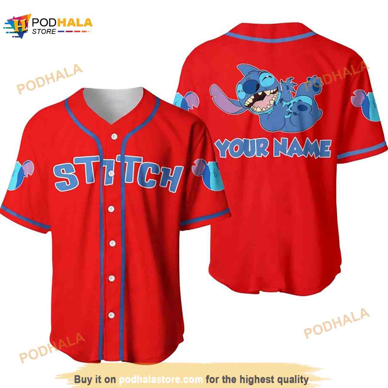 Personalized Happy Stitch Disney All Over Print 3D Baseball Jersey Personalized Happy Stitch Disney All Over Print 3D Baseball Jersey