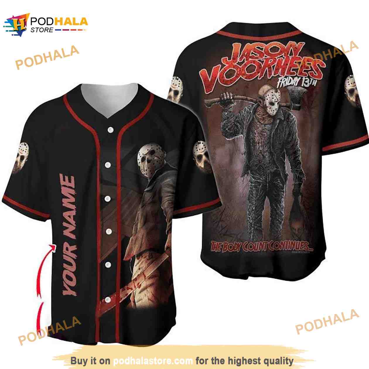Personalized Horror Jason Voorhees Friday The 13th 3D Baseball Jersey Personalized Horror Jason Voorhees Friday The 13th 3D Baseball Jersey
