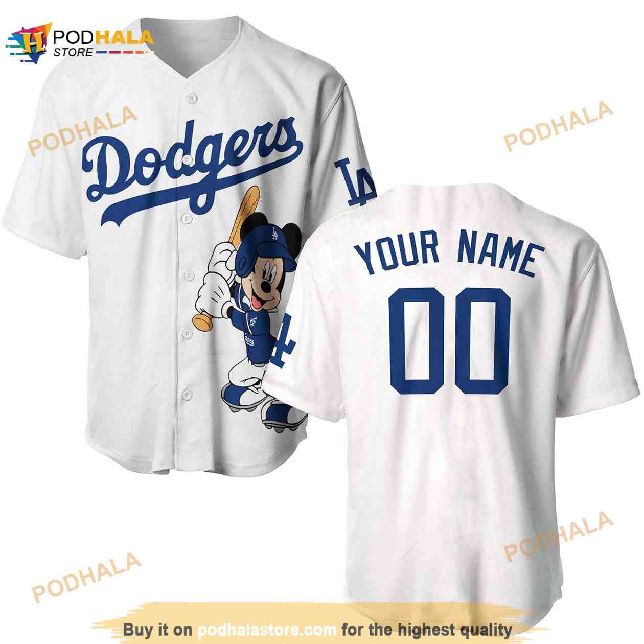Personalized Los Angeles Dodgers Mickey Mouse Unisex 3D Baseball Jersey Personalized Los Angeles Dodgers Mickey Mouse Unisex 3D Baseball Jersey