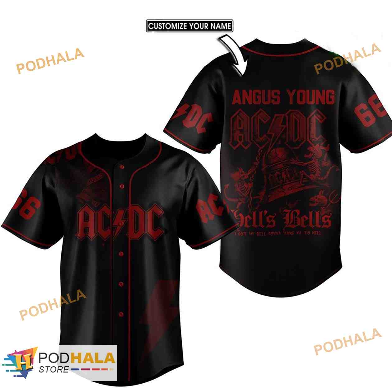 Personalized Name Acdc Band Hells Bells 3D Baseball Jersey Shirt Personalized Name Acdc Band Hells Bells 3D Baseball Jersey Shirt