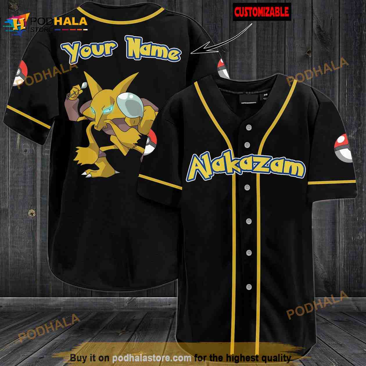 Personalized Name Alakazam Pokemon 3D Baseball Jersey Personalized Name Alakazam Pokemon 3D Baseball Jersey