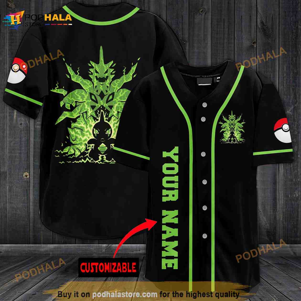 Personalized Name Angry Green Pokemon 3D Baseball Jersey Personalized Name Angry Green Pokemon 3D Baseball Jersey