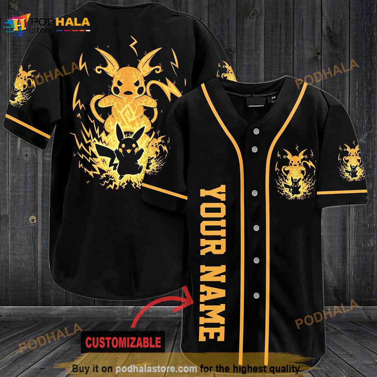 Personalized Name Angry Raichu Pokemon 3D Baseball Jersey Personalized Name Angry Raichu Pokemon 3D Baseball Jersey