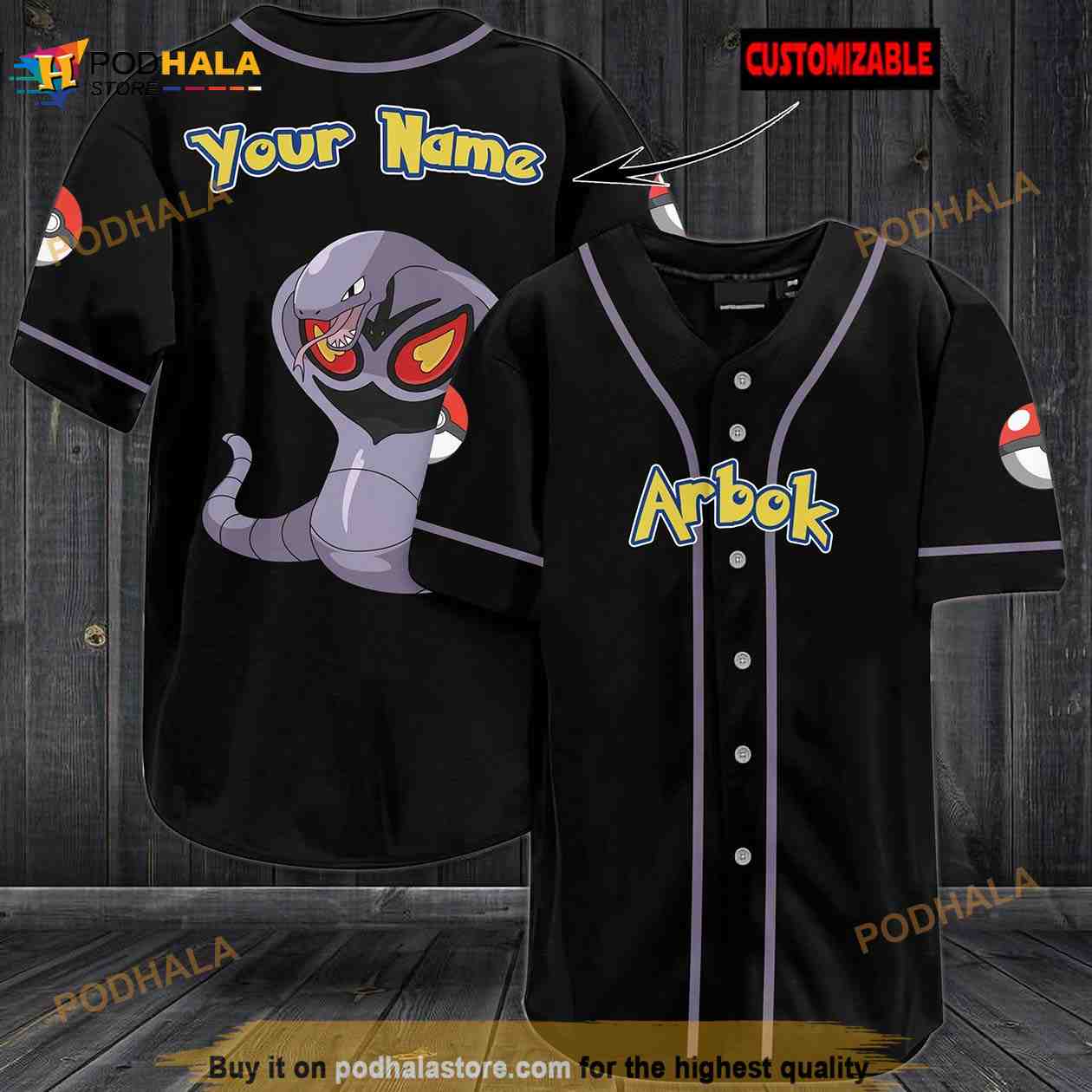 Personalized Name Arbok Pokemon 3D Baseball Jersey Personalized Name Arbok Pokemon 3D Baseball Jersey