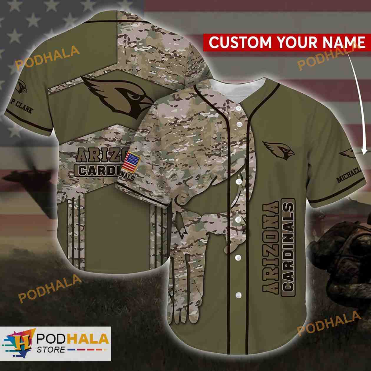 Personalized Name Arizona Cardinals NFL Number 3D Baseball Jersey Shirt Personalized Name Arizona Cardinals NFL Number 3D Baseball Jersey Shirt