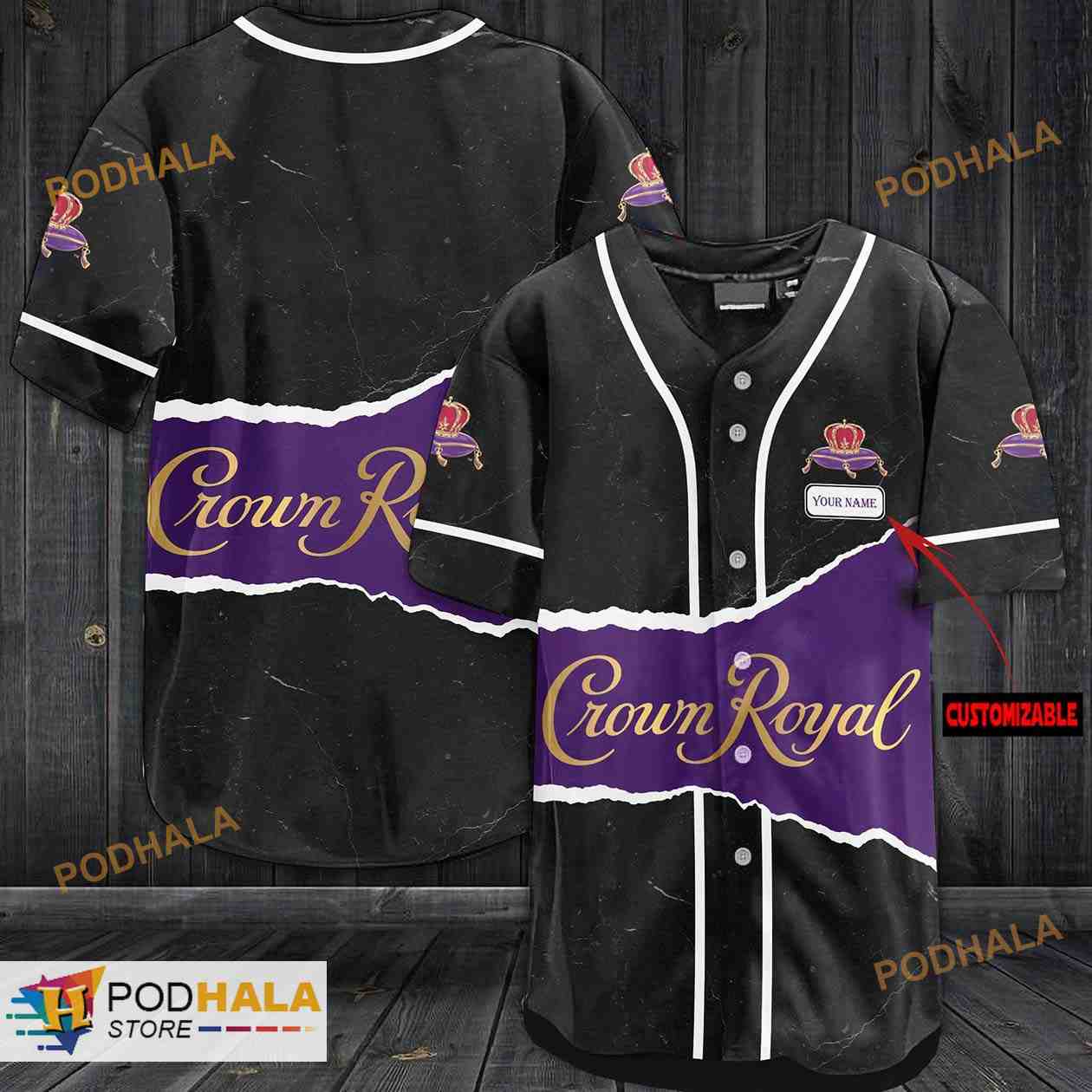Personalized Name Crown Royal Unisex 3D Baseball Jersey Personalized Name Crown Royal Unisex 3D Baseball Jersey