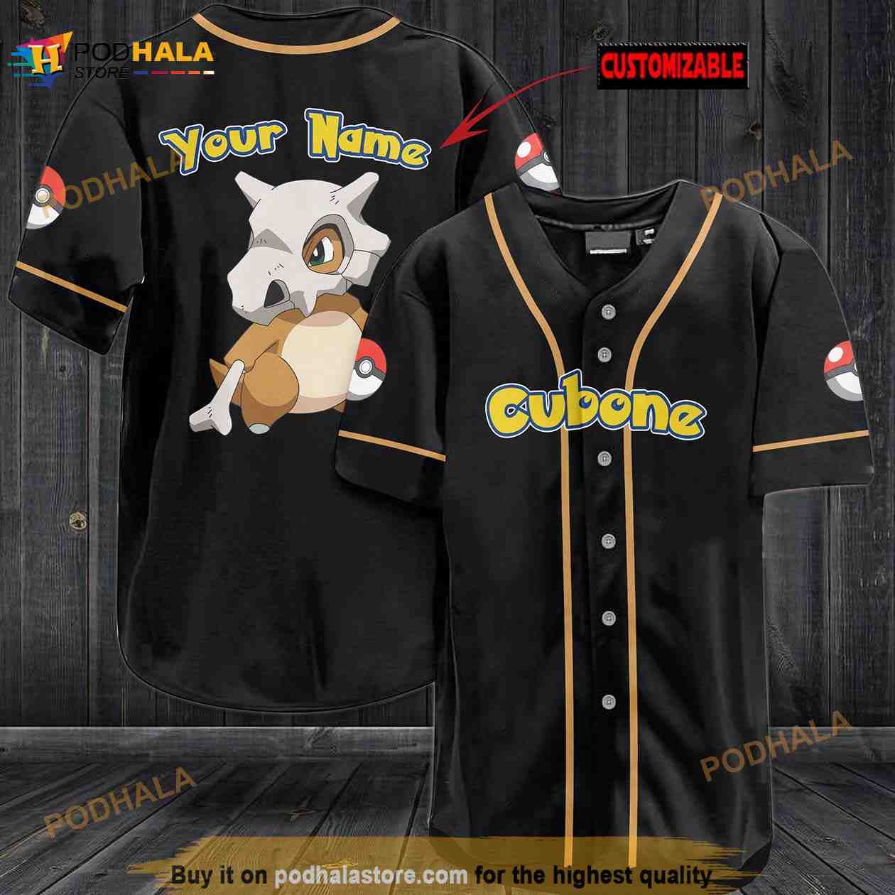Personalized Name Cubone Pokemon 3D Baseball Jersey Personalized Name Cubone Pokemon 3D Baseball Jersey