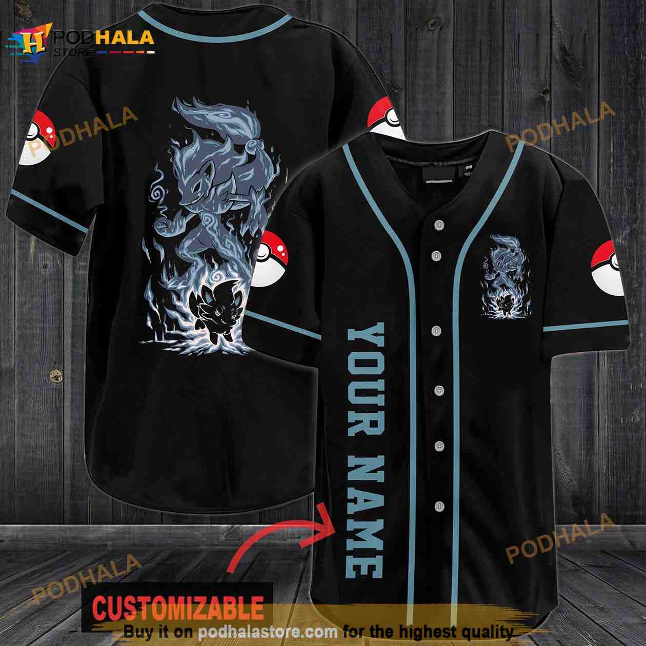 Personalized Name Delphox Pokemon 3D Baseball Jersey Personalized Name Delphox Pokemon 3D Baseball Jersey