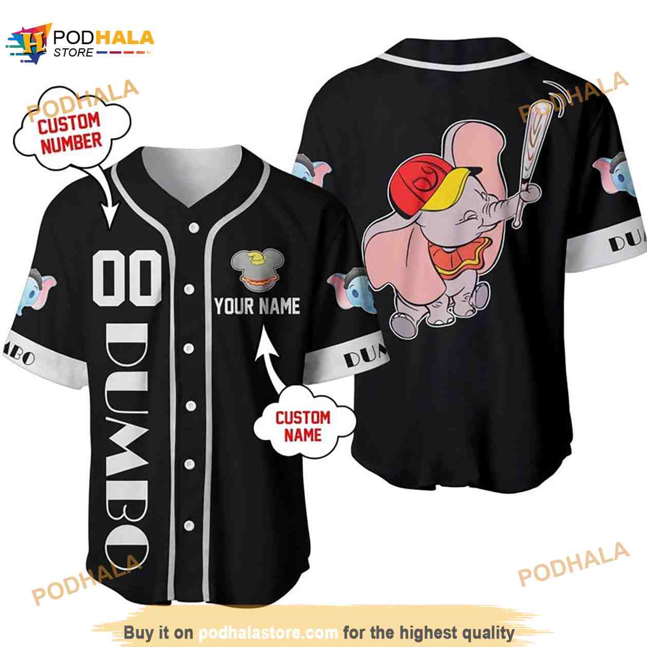 Personalized Name Dumbo The Flying Elephant Disney 3D Baseball Jersey Personalized Name Dumbo The Flying Elephant Disney 3D Baseball Jersey