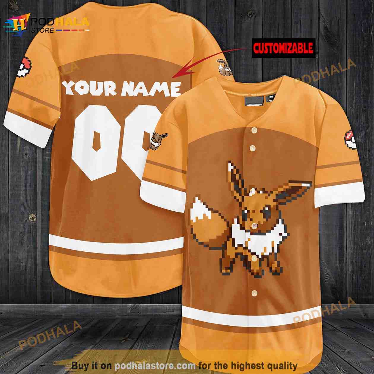Personalized Name Eevee Minecraft Pokemon 3D Baseball Jersey Personalized Name Eevee Minecraft Pokemon 3D Baseball Jersey