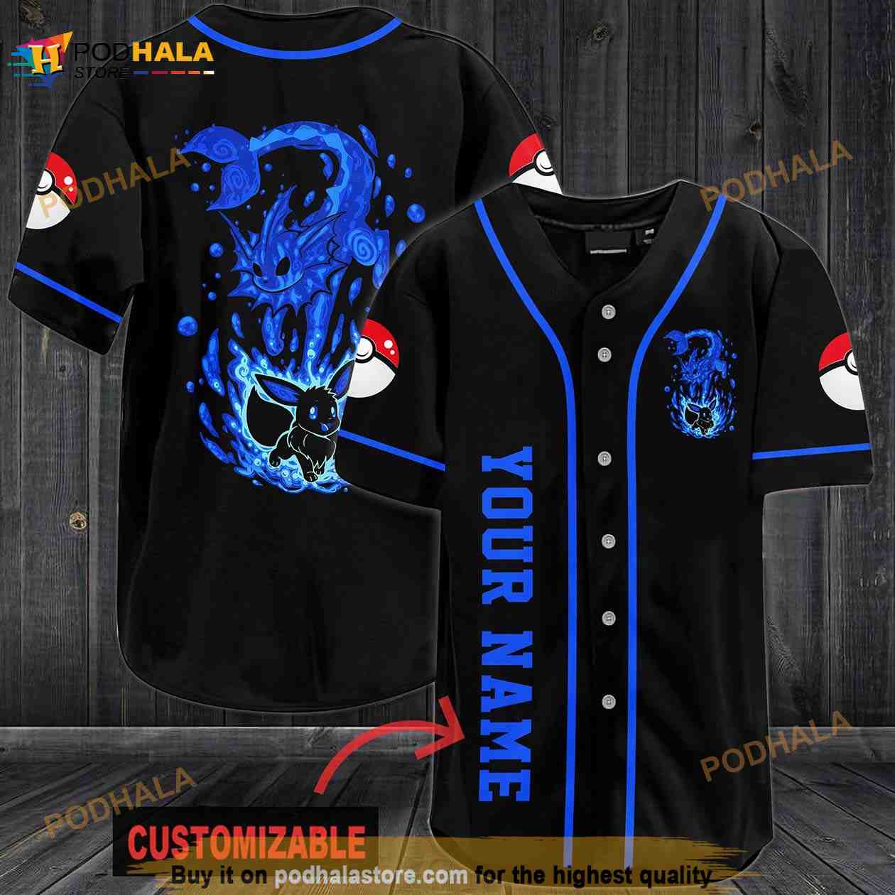 Personalized Name Eevee Pokemon 3D Baseball Jersey Personalized Name Eevee Pokemon 3D Baseball Jersey