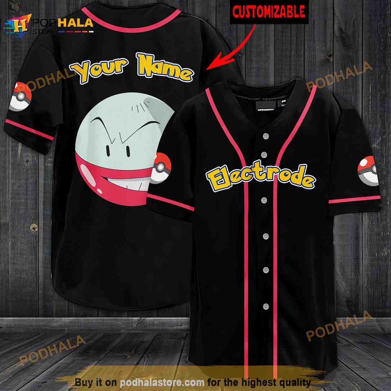 Personalized Name Electrode Pokemon 3D Baseball Jersey Personalized Name Electrode Pokemon 3D Baseball Jersey