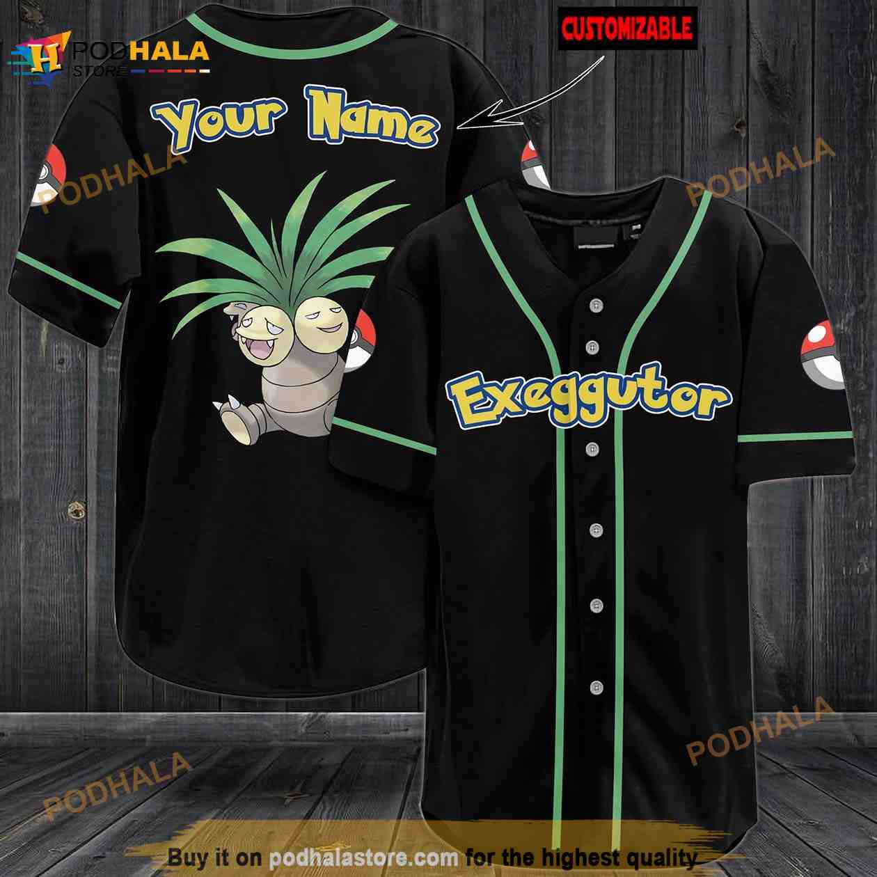 Personalized Name Exeggutor Pokemon 3D Baseball Jersey Personalized Name Exeggutor Pokemon 3D Baseball Jersey