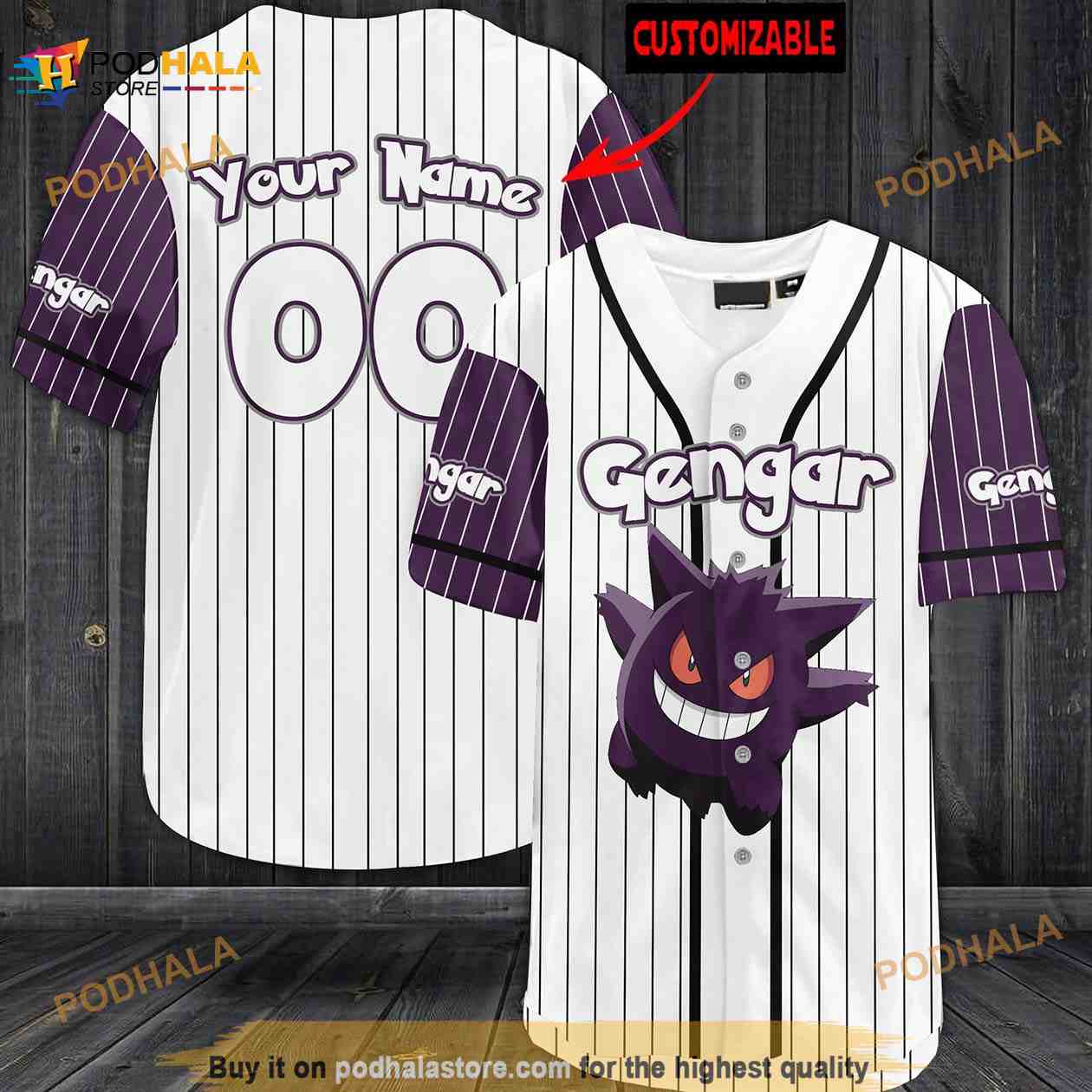 Personalized Name Gengar 3D Baseball Jersey Shirt For Women Men Personalized Name Gengar 3D Baseball Jersey Shirt For Women Men