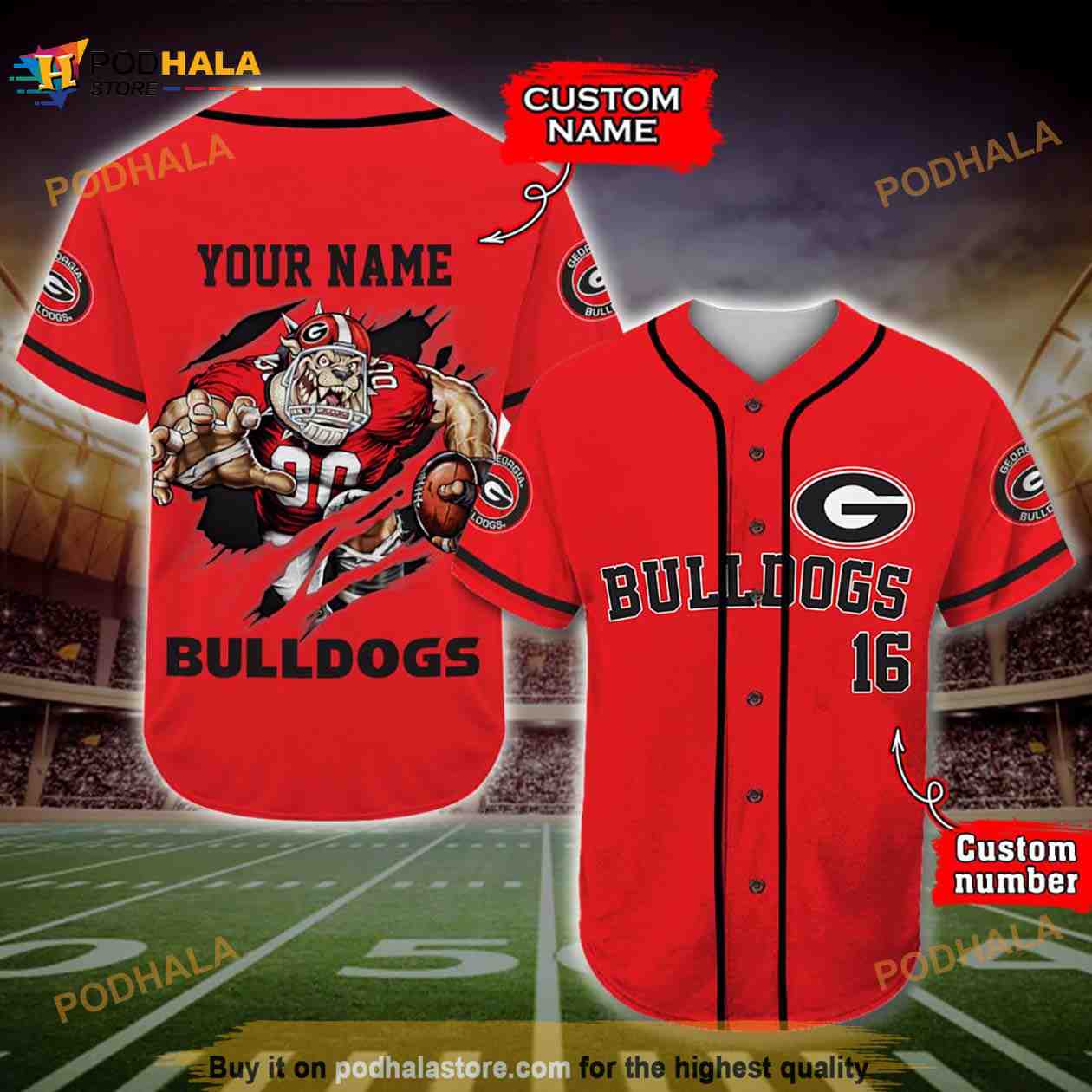 Personalized Name Georgia Bulldogs Player 3D Baseball Jersey Personalized Name Georgia Bulldogs Player 3D Baseball Jersey