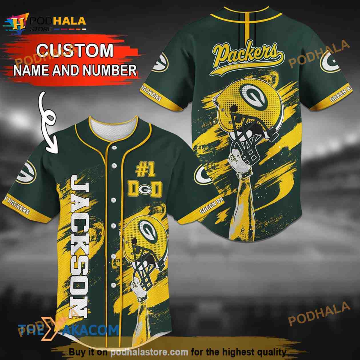 Personalized Name Green Bay Packers NFL Number 3D Baseball Jersey Shirt Personalized Name Green Bay Packers NFL Number 3D Baseball Jersey Shirt