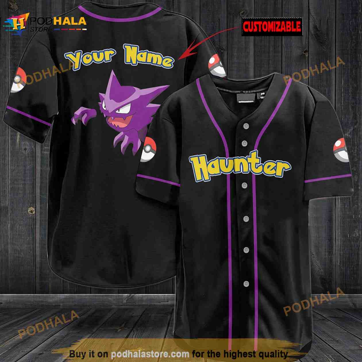 Personalized Name Haunter Pokemon 3D Baseball Jersey Personalized Name Haunter Pokemon 3D Baseball Jersey