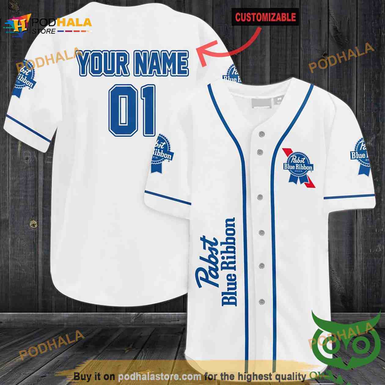 Personalized Name Pabst Blue Ribbon 3D Baseball Jersey Shirt Personalized Name Pabst Blue Ribbon 3D Baseball Jersey Shirt
