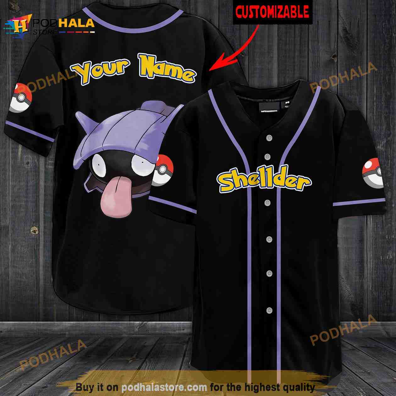 Personalized Name Shellder Pokemon 3D Baseball Jersey Personalized Name Shellder Pokemon 3D Baseball Jersey