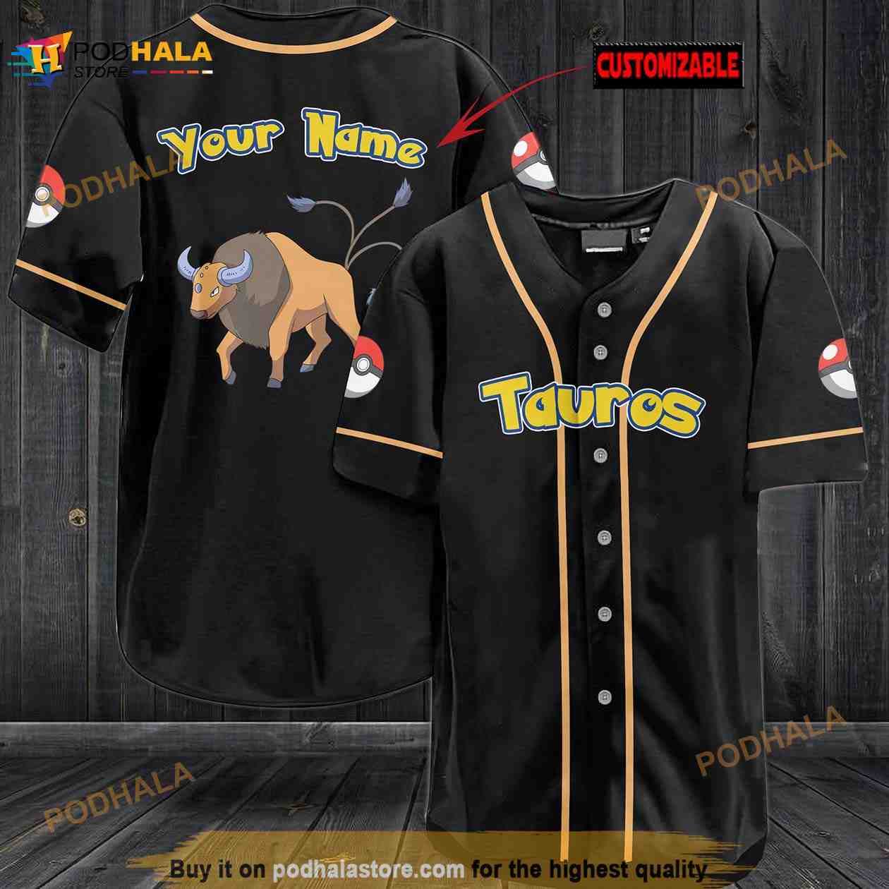 Personalized Name Tauros Pokemon 3D Baseball Jersey Personalized Name Tauros Pokemon 3D Baseball Jersey