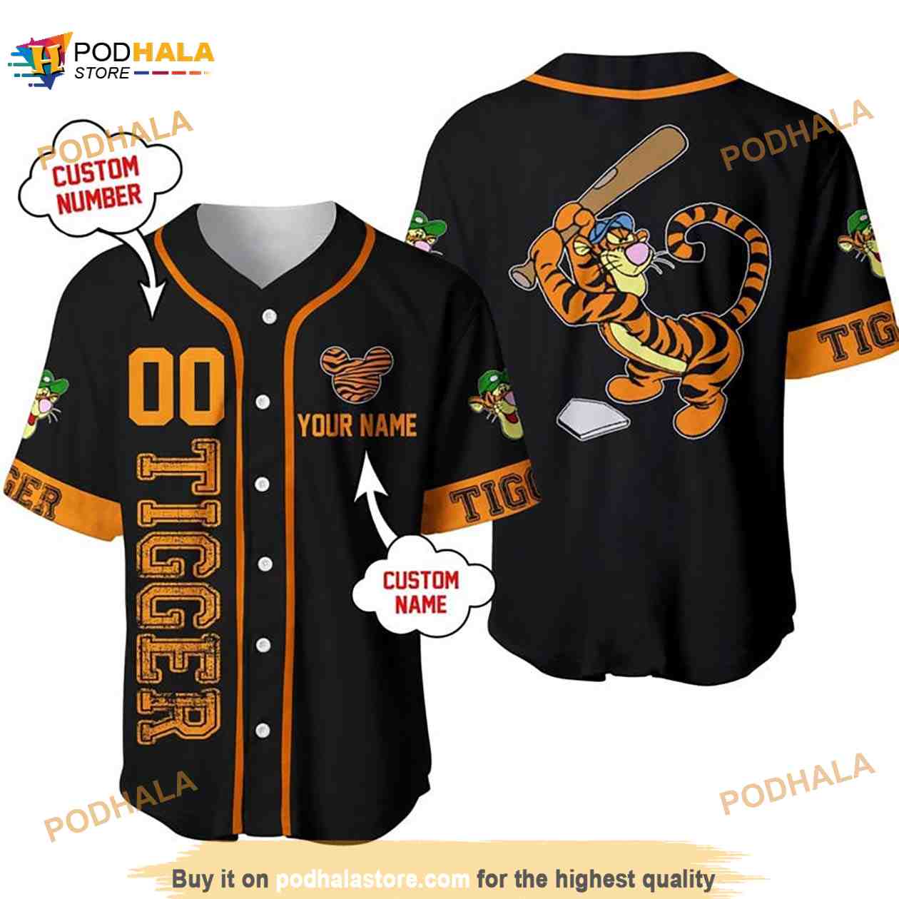 Personalized Name Tigger Winnie The Pooh Playing Baseball 3D Baseball Jersey Personalized Name Tigger Winnie The Pooh Playing Baseball 3D Baseball Jersey