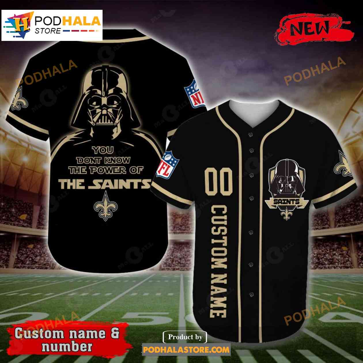 Personalized New Orleans Saints Darth Vader Star Wars All Over Print 3d Baseball Jersey Personalized New Orleans Saints Darth Vader Star Wars All Over Print 3d Baseball Jersey