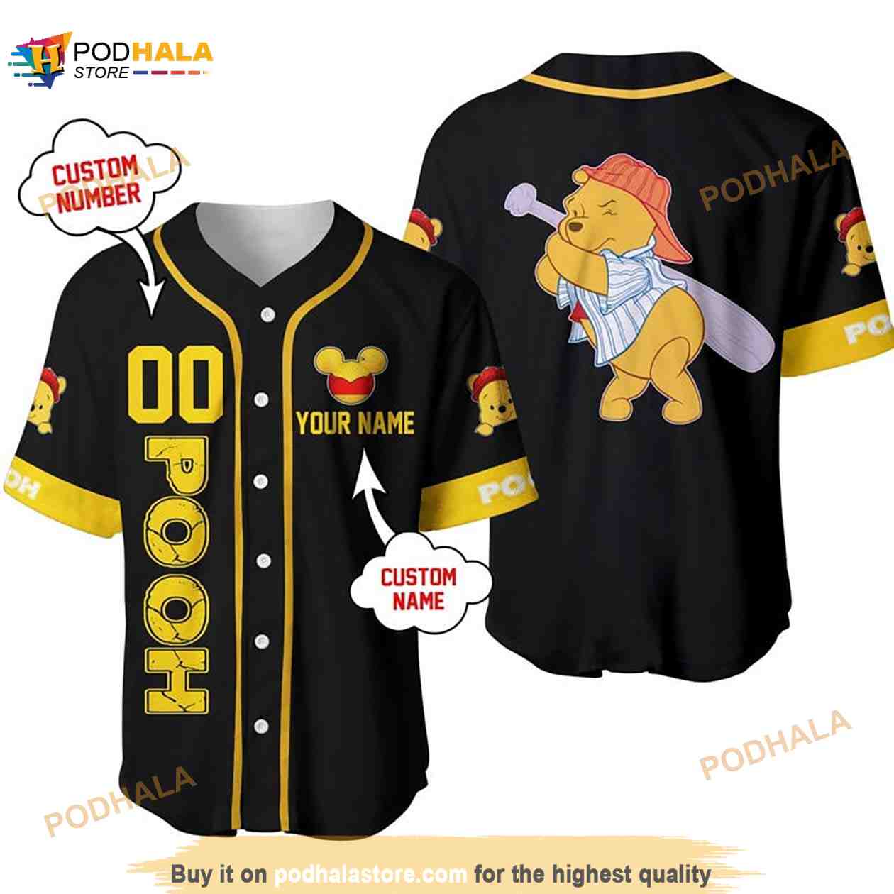 Personalized Winnie The Pooh Playing Baseball 3D Baseball Jersey Personalized Winnie The Pooh Playing Baseball 3D Baseball Jersey